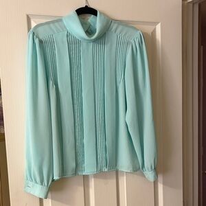 Westbound Aqua Pleated Blouse